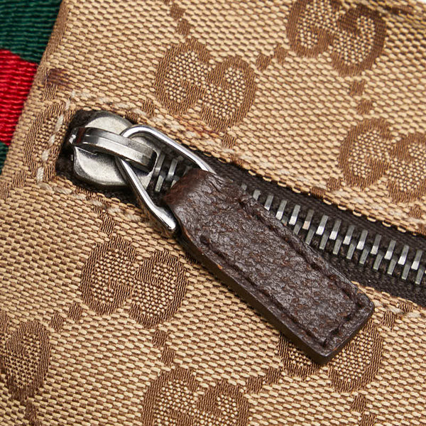 グッチ GGキャンバス ボディバッグ ウエストバッグ 28566 ベージュ ブラウン キャンバス レザー レディース GUCCI 【中古】