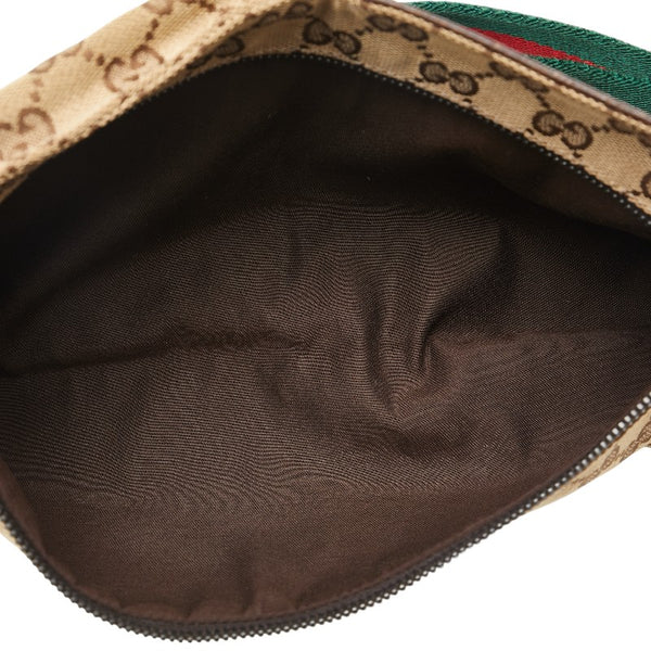 グッチ GGキャンバス ボディバッグ ウエストバッグ 28566 ベージュ ブラウン キャンバス レザー レディース GUCCI 【中古】