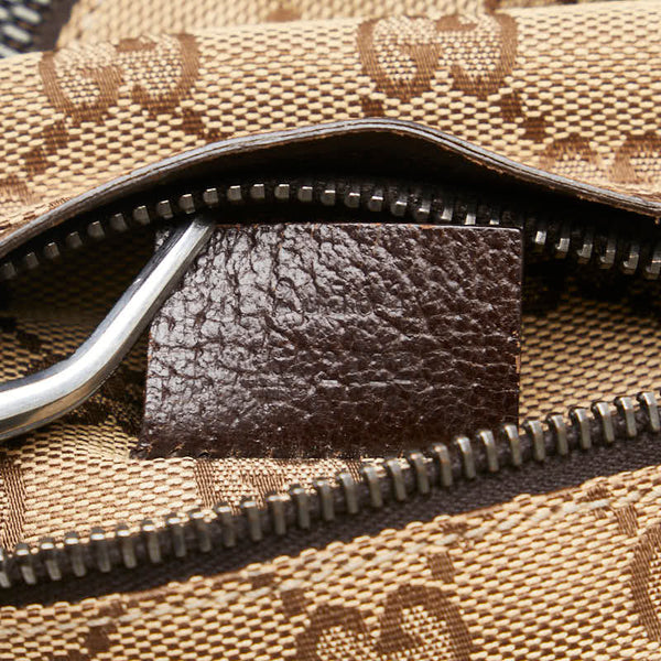 グッチ GGキャンバス ボディバッグ ウエストバッグ 28566 ベージュ ブラウン キャンバス レザー レディース GUCCI 【中古】