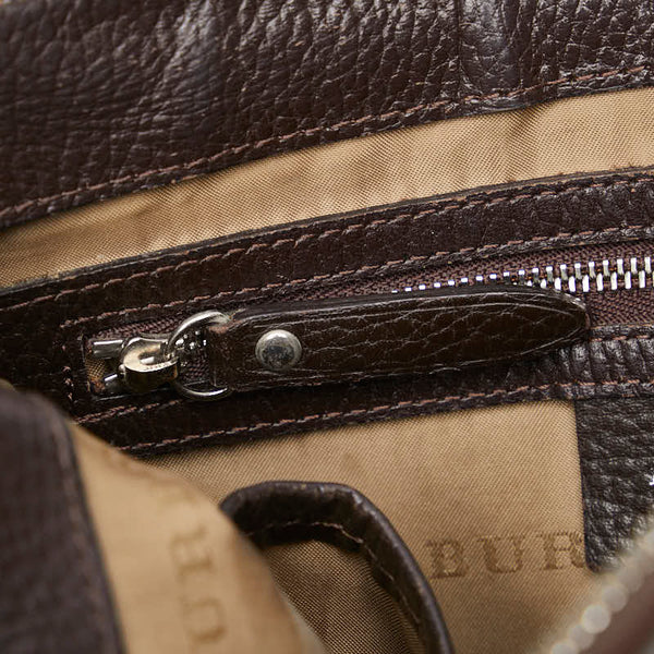 バーバリー ノバチェック 斜め掛け ショルダーバッグ グレージュ ブラウン ナイロン キャンバス レザー レディース BURBERRY 【中古】
