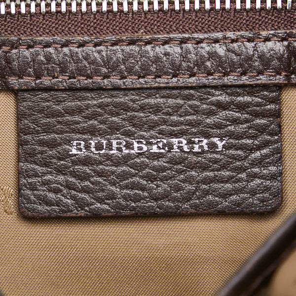 バーバリー ノバチェック 斜め掛け ショルダーバッグ グレージュ ブラウン ナイロン キャンバス レザー レディース BURBERRY 【中古】