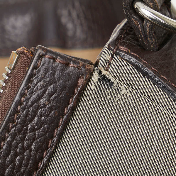 バーバリー ノバチェック 斜め掛け ショルダーバッグ グレージュ ブラウン ナイロン キャンバス レザー レディース BURBERRY 【中古】