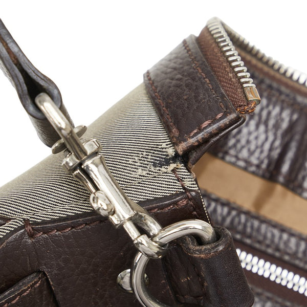 バーバリー ノバチェック 斜め掛け ショルダーバッグ グレージュ ブラウン ナイロン キャンバス レザー レディース BURBERRY 【中古】