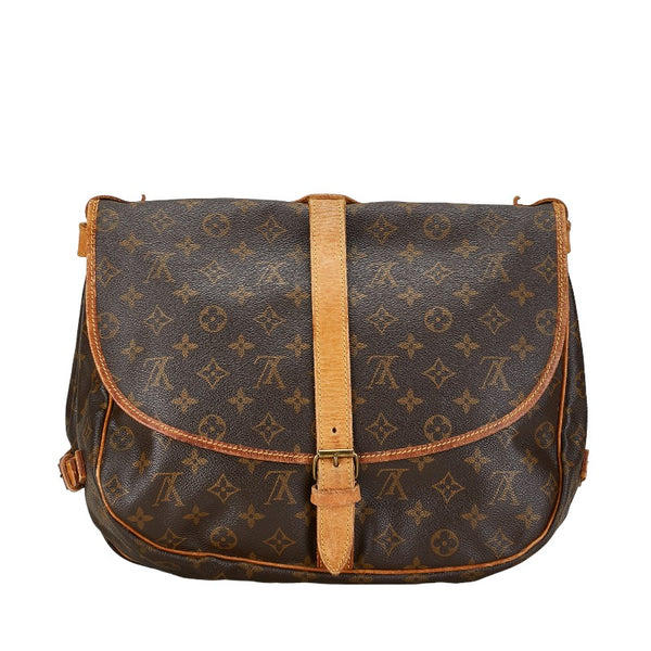 ルイ ヴィトン モノグラム ソミュール35 ショルダーバッグ M42254 ブラウン PVC レザー レディース LOUIS VUITTON 【中古】