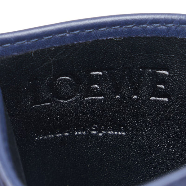 ロエベ リピートアナグラム カードケース ネイビー レザー レディース LOEWE 【中古】