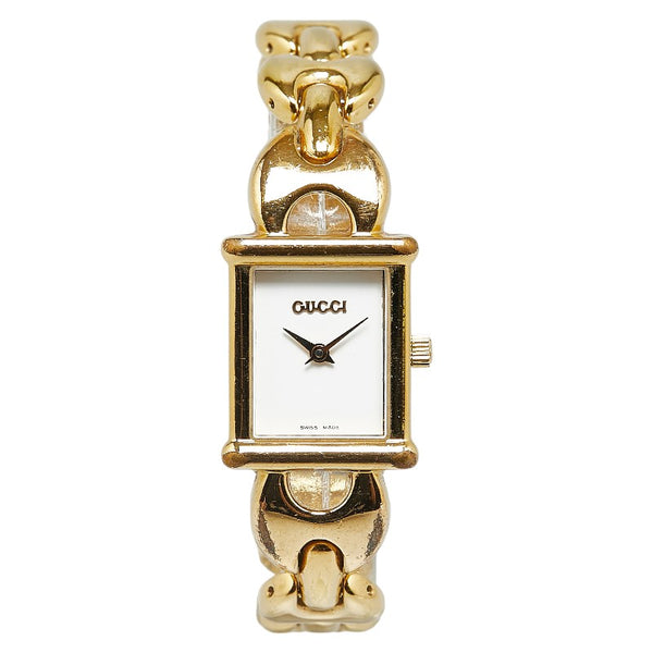 グッチ 腕時計 1800L クオーツ ホワイト文字盤 メッキ レディース GUCCI 【中古】