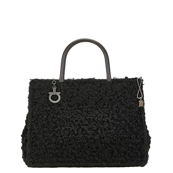 サルヴァトーレフェラガモ ガンチーニ ハンドバッグ ブラック ムートン レディース Salvatore Ferragamo 【中古】