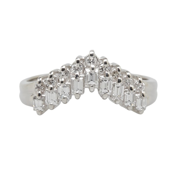 Pt900 プラチナ ダイヤ0.50ct Ｖ字リング 指輪 レディース 12号 【中古】