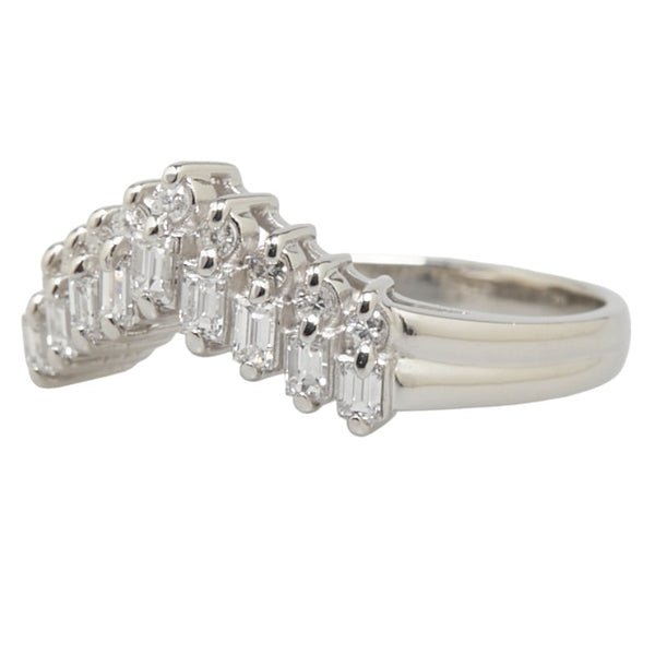 Pt900 プラチナ ダイヤ0.50ct Ｖ字リング 指輪 レディース 12号 【中古】