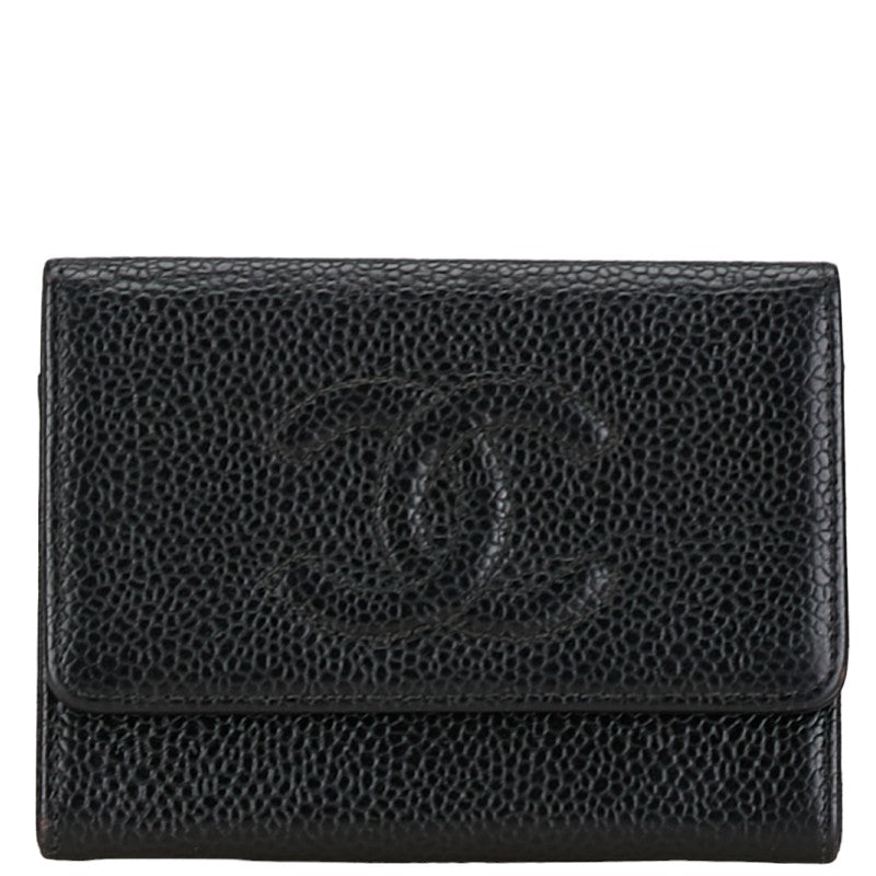 シャネル ココマーク カードケース 名刺入れ ブラック キャビアスキン レディース CHANEL 【中古】