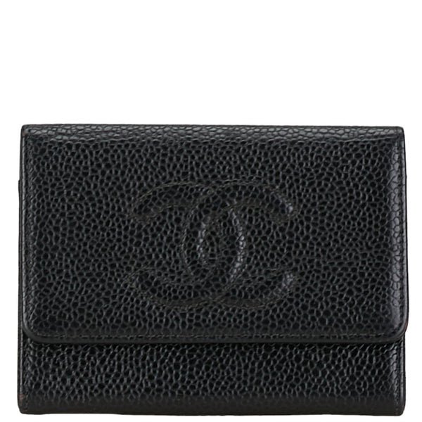 シャネル ココマーク カードケース 名刺入れ ブラック キャビアスキン レディース CHANEL 【中古】