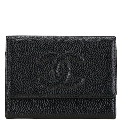 シャネル ココマーク カードケース 名刺入れ ブラック キャビアスキン レディース CHANEL 【中古】