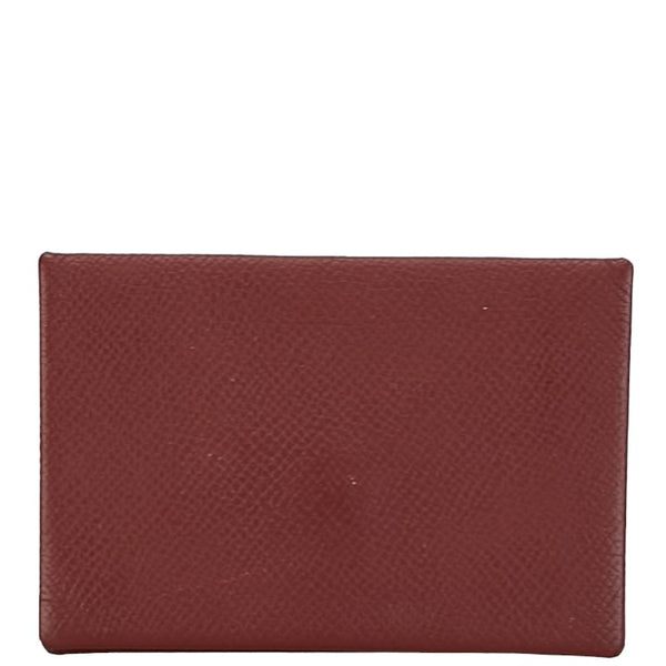 エルメス カルヴィ カードケース コインケース ルージュアッシュ ワインレッド ヴォーエプソン レディース HERMES 【中古】