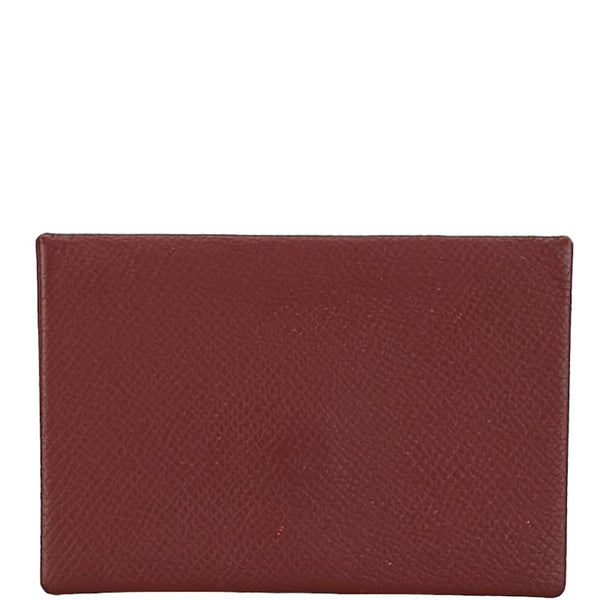 エルメス カルヴィ カードケース コインケース ルージュアッシュ ワインレッド ヴォーエプソン レディース HERMES 【中古】