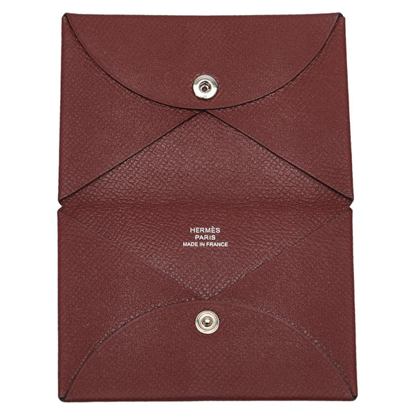 エルメス カルヴィ カードケース コインケース ルージュアッシュ ワインレッド ヴォーエプソン レディース HERMES 【中古】