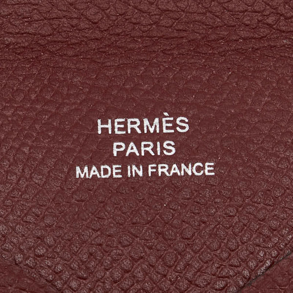 エルメス カルヴィ カードケース コインケース ルージュアッシュ ワインレッド ヴォーエプソン レディース HERMES 【中古】