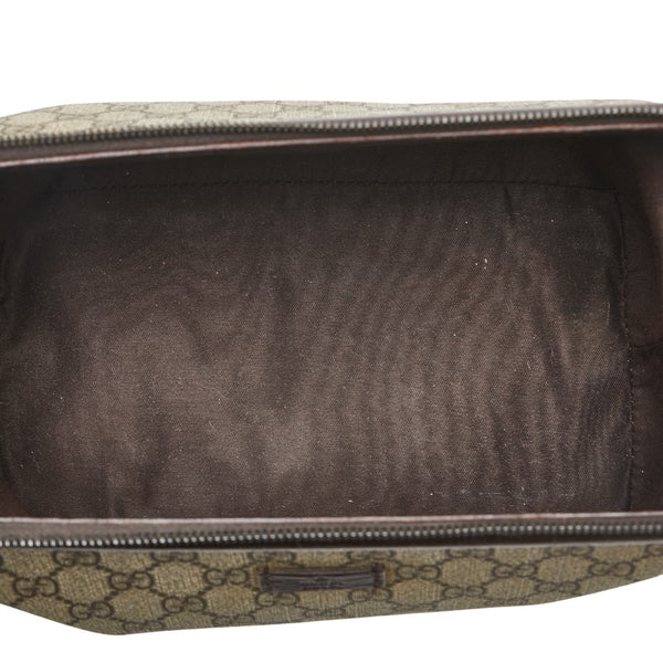 グッチ GGスプリーム ポーチ コスメティックポーチ 130652 ベージュ ブラウン PVC レザー レディース GUCCI 【中古】