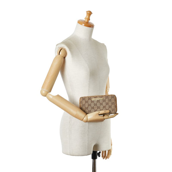 グッチ GGキャンバス 長財布 ラウンドファスナー 035.4276.2152 ブラウン キャンバス レディース GUCCI 【中古】