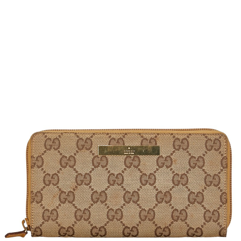 グッチ GGキャンバス 長財布 ラウンドファスナー 035.4276.2152 ブラウン キャンバス レディース GUCCI 【中古】