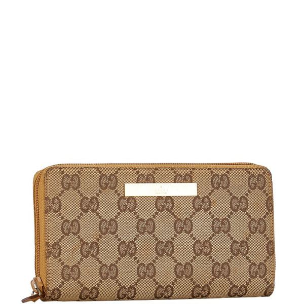 グッチ GGキャンバス 長財布 ラウンドファスナー 035.4276.2152 ブラウン キャンバス レディース GUCCI 【中古】