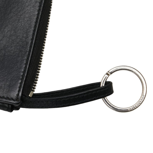 バレンシアガ エブリデイ L字ファスナー カードケース パスケース 505046 ブラック レザー レディース BALENCIAGA 【中古】