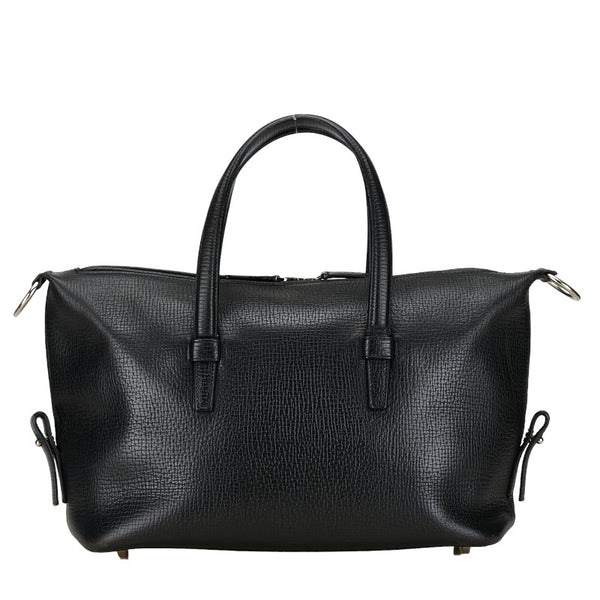 ロエベ ロゴ ハンドバッグ トートバッグ ブラック レザー レディース LOEWE 【中古】