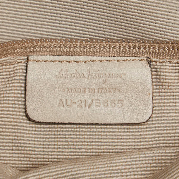 サルヴァトーレフェラガモ ヴァラリボン ハンドバッグ AU-21 B665 ホワイト ブラック レザー ナイロン レディース Salvatore Ferragamo 【中古】