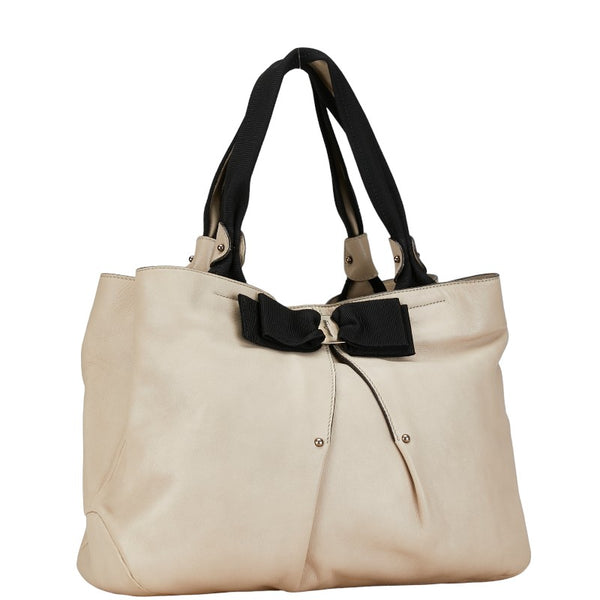 サルヴァトーレフェラガモ ヴァラリボン ハンドバッグ AU-21 B665 ホワイト ブラック レザー ナイロン レディース Salvatore Ferragamo 【中古】