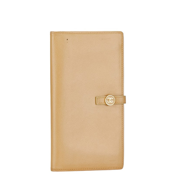 シャネル ココマーク Wホック 二つ折り財布 A20905 ベージュ レザー レディース CHANEL 【中古】