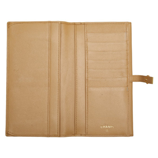シャネル ココマーク Wホック 二つ折り財布 A20905 ベージュ レザー レディース CHANEL 【中古】