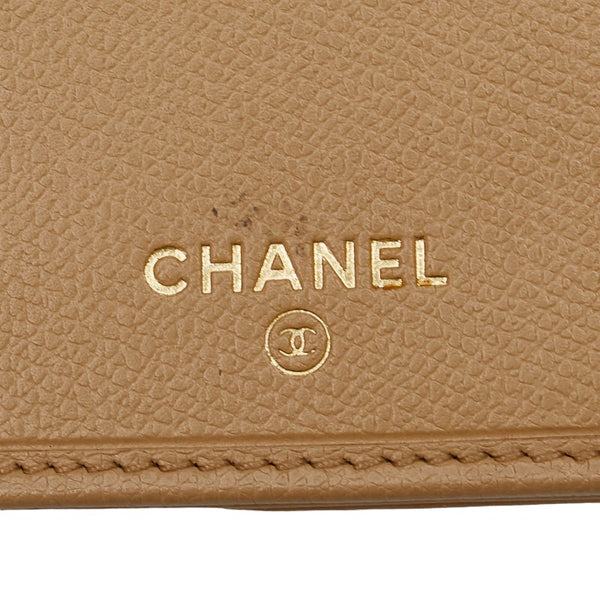 シャネル ココマーク Wホック 二つ折り財布 A20905 ベージュ レザー レディース CHANEL 【中古】