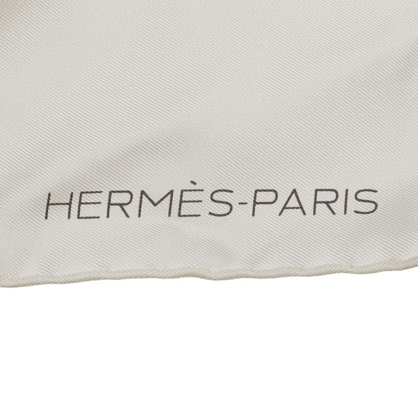 エルメス カレ90 スカーフ ホワイト ブラック シルク レディース HERMES 【中古】