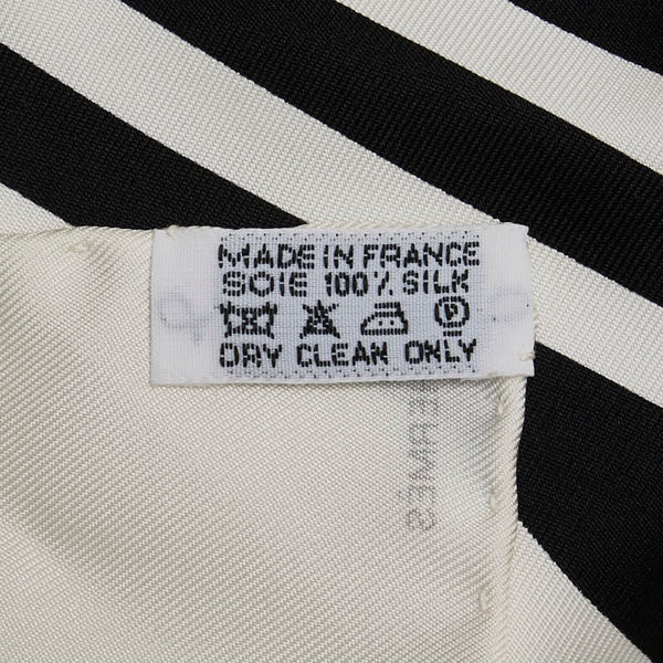 エルメス カレ90 スカーフ ホワイト ブラック シルク レディース HERMES 【中古】