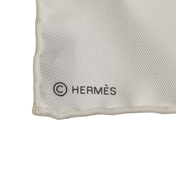 エルメス カレ90 スカーフ ホワイト ブラック シルク レディース HERMES 【中古】