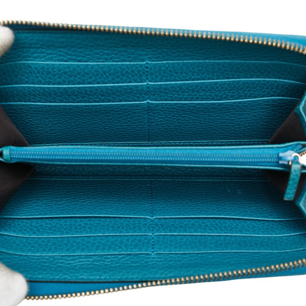 グッチ GGキャンバス ラウンドジップ 長財布 363423 ベージュ ブルー レザー キャンバス レディース GUCCI 【中古】