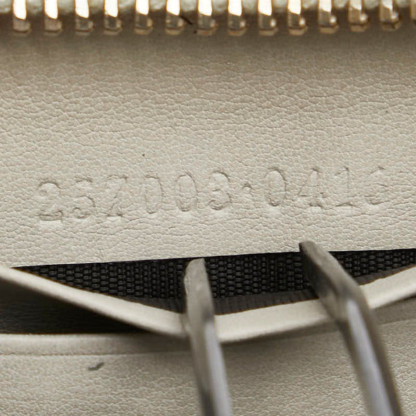 グッチ GGキャンバス リボン ウェブ シェリーライン ラウンドファスナー 長財布 257003 ベージュ ホワイト キャンバス レザー レディース GUCCI 【中古】