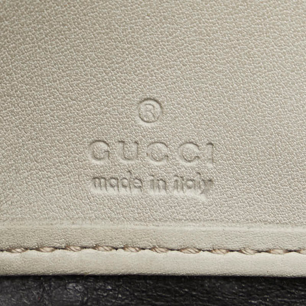 グッチ GGキャンバス リボン ウェブ シェリーライン ラウンドファスナー 長財布 257003 ベージュ ホワイト キャンバス レザー レディース GUCCI 【中古】