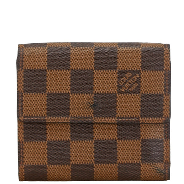 ルイ ヴィトン ダミエ ポルトフォイユ エリーズ 二つ折り財布 N61654 ブラウン PVC レザー レディース LOUIS VUITTON 【中古】