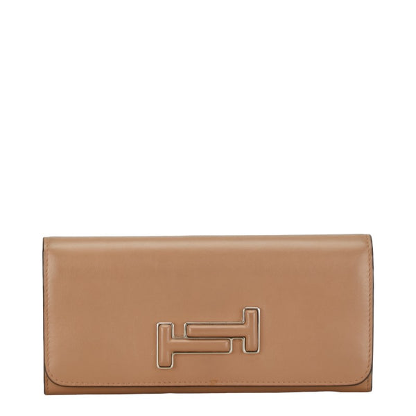トッズ 長財布 ベージュ ブラウン レザー レディース TOD’S 【中古】
