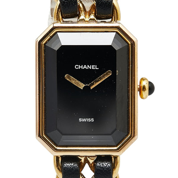 シャネル プルミエール 腕時計 H0001 クオーツ ブラック文字盤 メッキ レディース CHANEL 【中古】