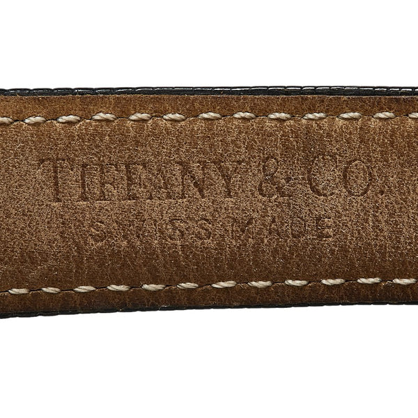 ティファニー アトラス 腕時計 M0640 クオーツ シルバー文字盤 SV925 シルバー レザー メンズ TIFFANY&Co. 【中古】