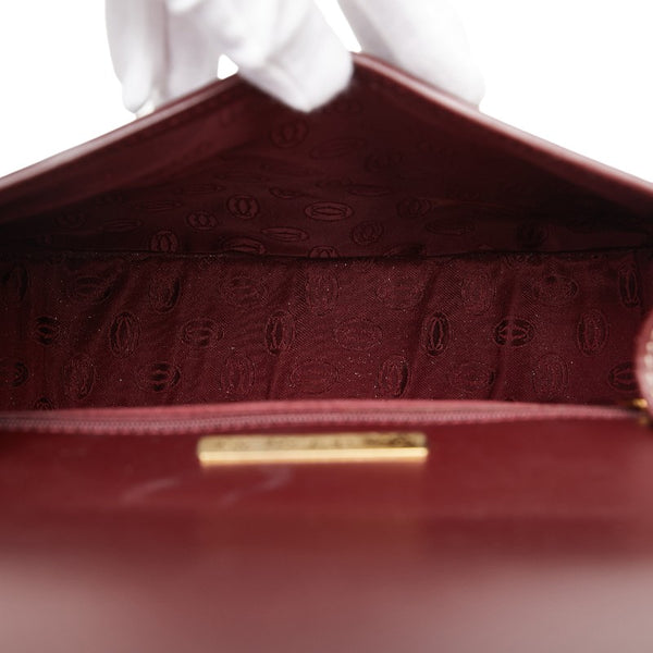 カルティエ マストライン 斜め掛け ショルダーバッグ ボルドー ワインレッド レザー レディース CARTIER 【中古】