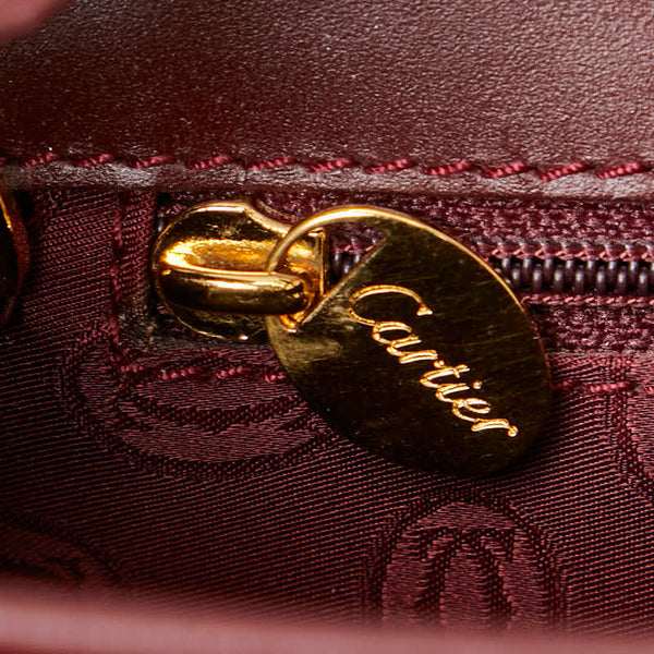 カルティエ マストライン 斜め掛け ショルダーバッグ ボルドー ワインレッド レザー レディース CARTIER 【中古】