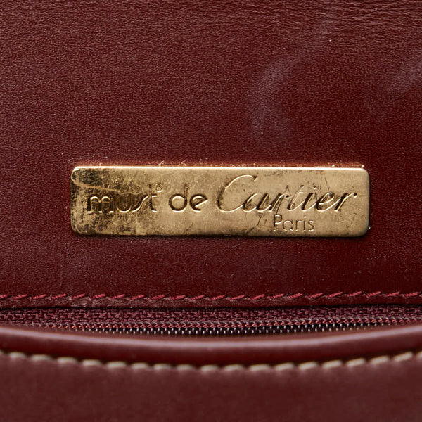 カルティエ マストライン 斜め掛け ショルダーバッグ ボルドー ワインレッド レザー レディース CARTIER 【中古】
