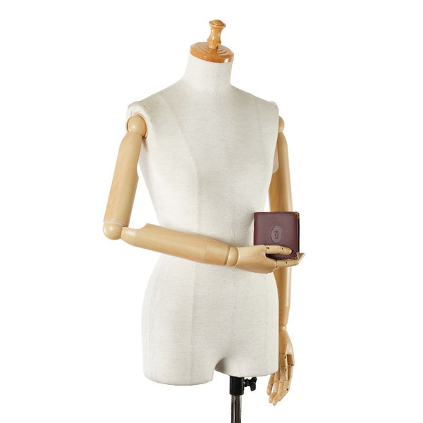 カルティエ マストライン 二つ折り財布 ワインレッド ボルドー レザー レディース CARTIER 【中古】