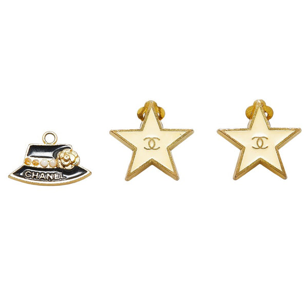 シャネル ココマーク スターモチーフ ピアス ゴールド メッキ ストーン レディース CHANEL 【中古】