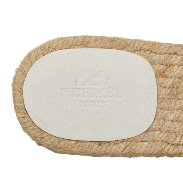 エルメス エスパドリーユ サンダル サイズ：38 ホワイト レザー レディース HERMES 【中古】