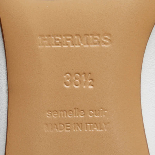 エルメス ロワイヤル H シューズ サイズ：38 1/2 ホワイト ゴールド レザー レディース HERMES 【中古】