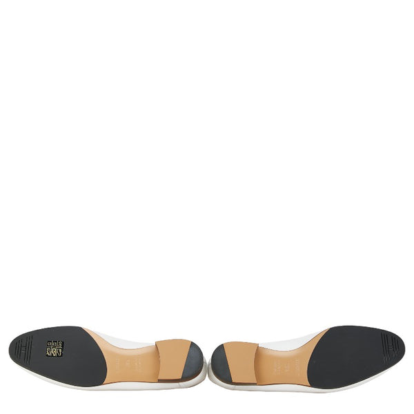 エルメス ロワイヤル H シューズ サイズ：38 1/2 ホワイト ゴールド レザー レディース HERMES 【中古】