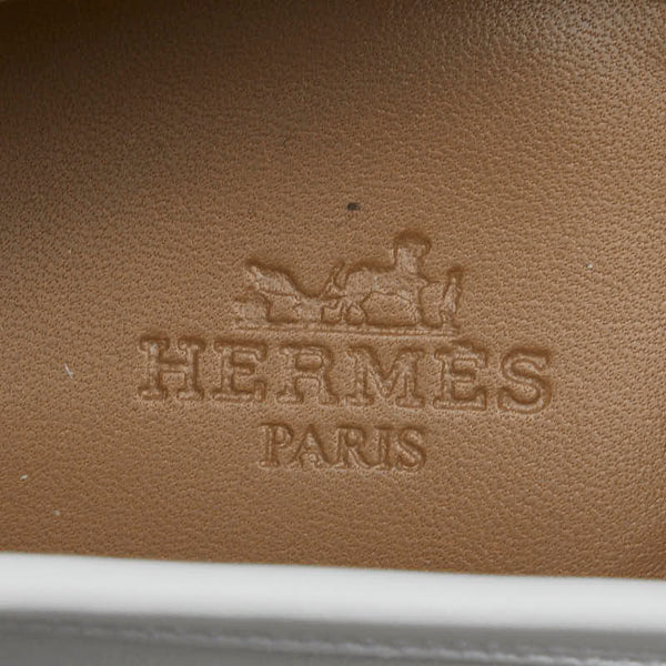 エルメス ロワイヤル H シューズ サイズ：38 1/2 ホワイト ゴールド レザー レディース HERMES 【中古】